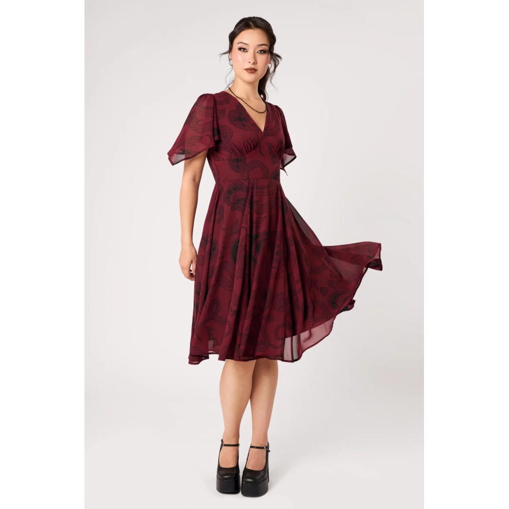 Hell Bunny - Venom Midi Korte jurk - Bordeaux rood
